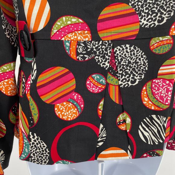 Acorn Black Colorful Fun Mixed Print Ball Shapes Long Sleeve Lined Jacket M - Picture 6 of 13